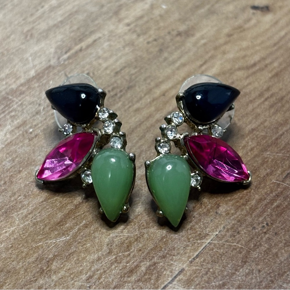 Banana Republic pierced earrings, blue, green, pink.
